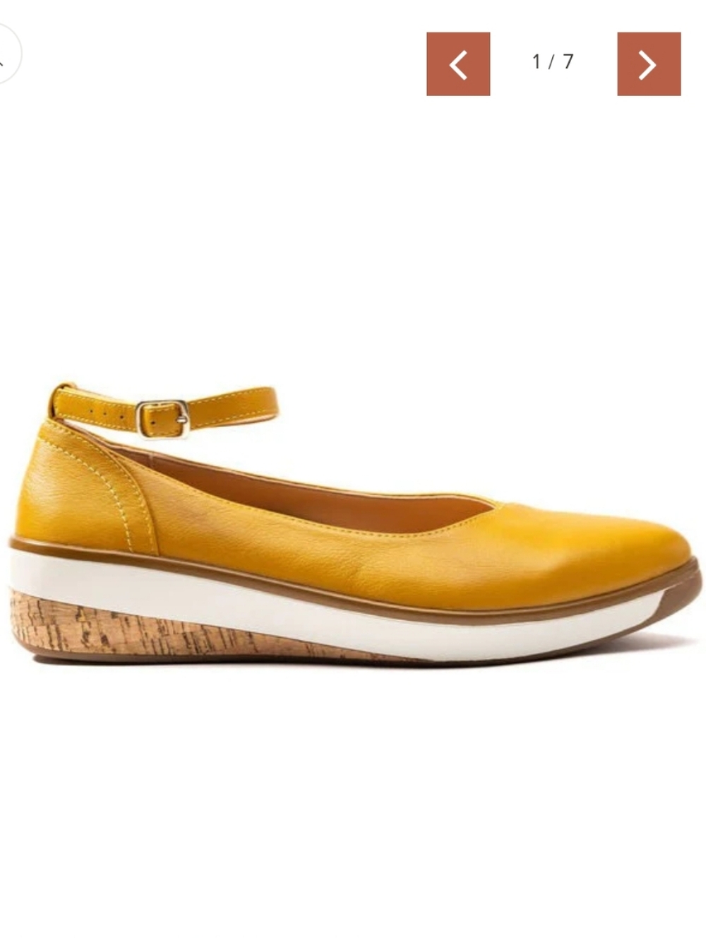Solenia Womens Ruth Flat Mustard Leather Ankle Strap Wedge Pointed Toe Shoes 8.5